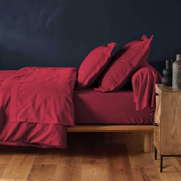 Drap housse 180x200 cm - Bonnet 30 cm - 100% bomull - Bordeaux
