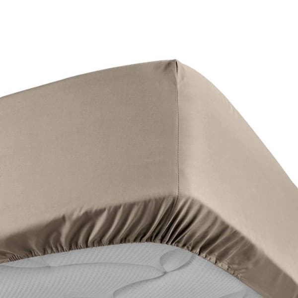 Drap housse 140x190 cm - Percale 100% bomull - Bonnet 30 cm - Sand