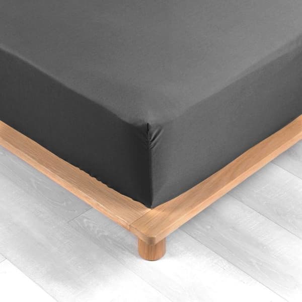 Drap housse 160x200 cm - Percale 100% bomull - Bonnet 30 cm - Antracit