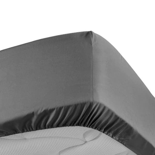 Drap housse 160x200 cm - Percale 100% bomull - Bonnet 30 cm - Antracit