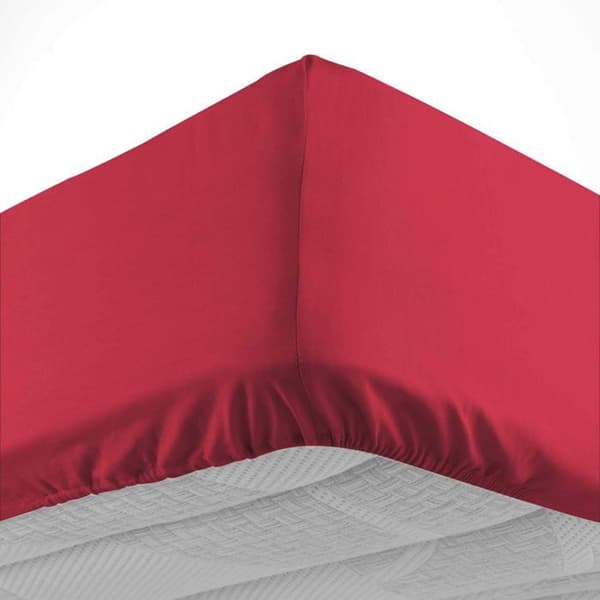 Drap hus 140x190 cm - DOUCEUR D'INTERIEUR - Bordeaux - 100% bomull - Kappa 30 cm