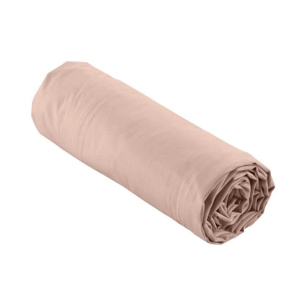 Draps Housse - Percale - 180x200 cm - 100% bomull - Huvud 30 cm - Färg Nude