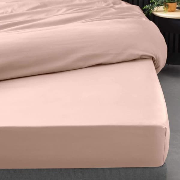 Draps Housse - Percale - 180x200 cm - 100% bomull - Huvud 30 cm - Färg Nude