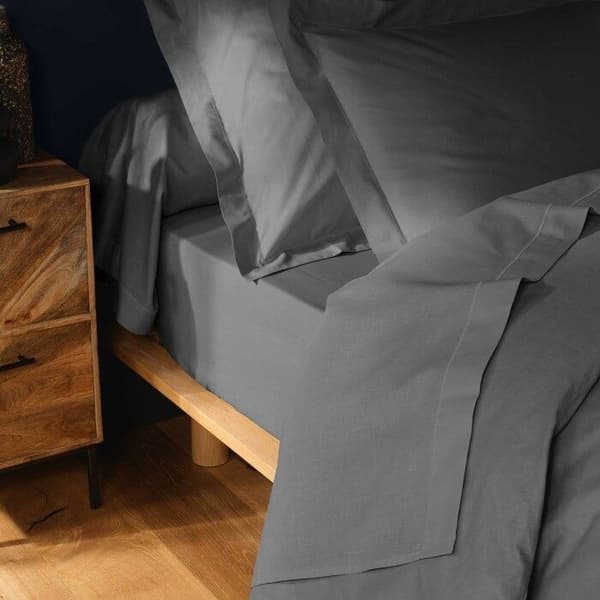 Draps för säng 160x200 cm - Muff 30 cm - 100% bomull - Antracit