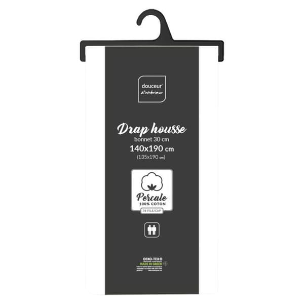 Bäddmadrass 140x190 cm - Percale 100% bomull - Gummiband 30 cm - Vit