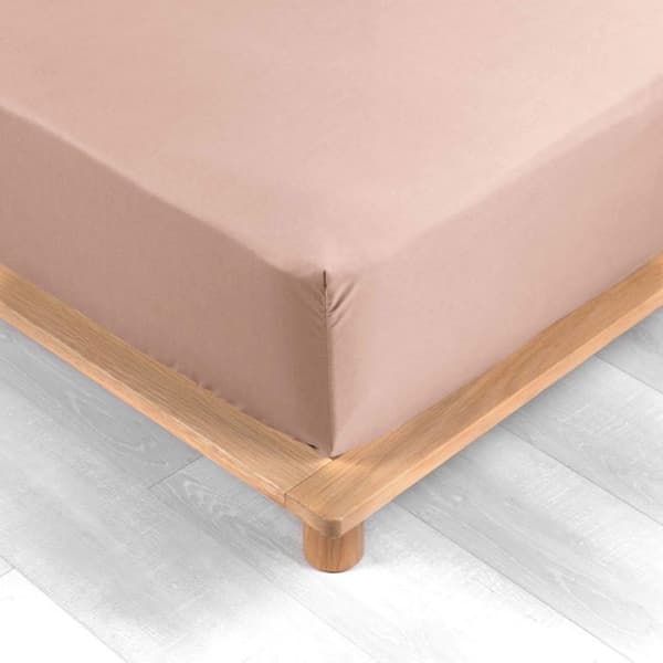 Drap housse 160x200 cm - Percale 100% bomull - Bonnet 30 cm - Nude - DOUCEUR D'INTERIEUR