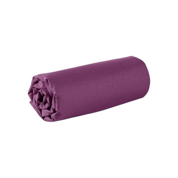 Drap housse - Tillverkat i Frankrike - 180 x 200 cm - 100% bomull - 57 trådar - Plommon
