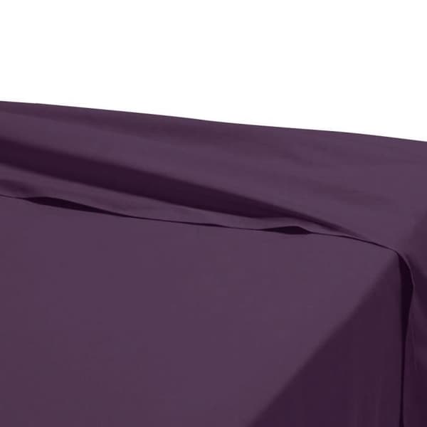 Drap plat - Tillverkad i Frankrike - 180 x 290 cm - 100% bomull - 57 trådar - Plommon