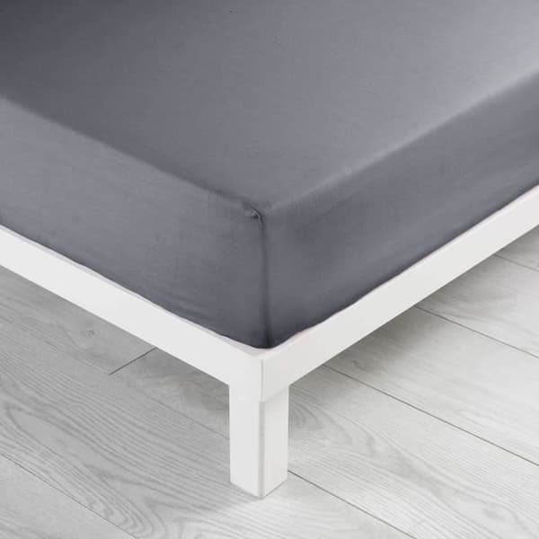 Drap housse - 100% bomull - 140 x 190 cm - Grå