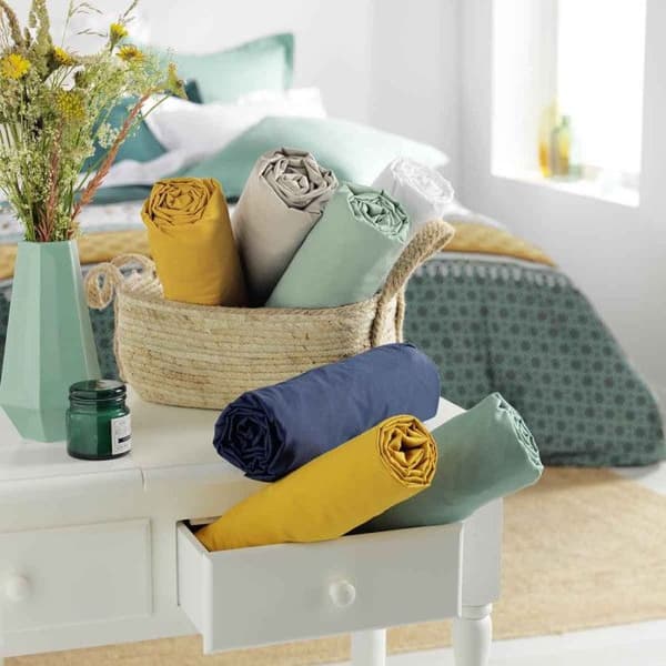 Drap Housse i Bomull "Biolina" 140x190cm Smaragd