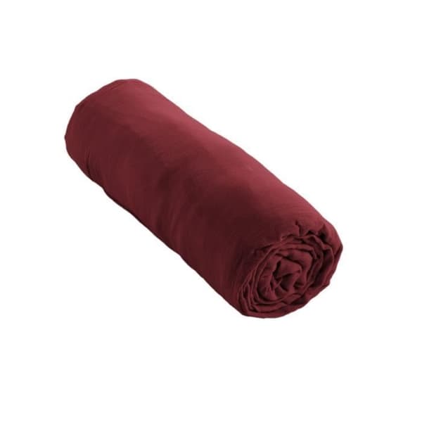 Drap housse Gaze de Coton 180 x 200 cm GAIA färg Lie de vin