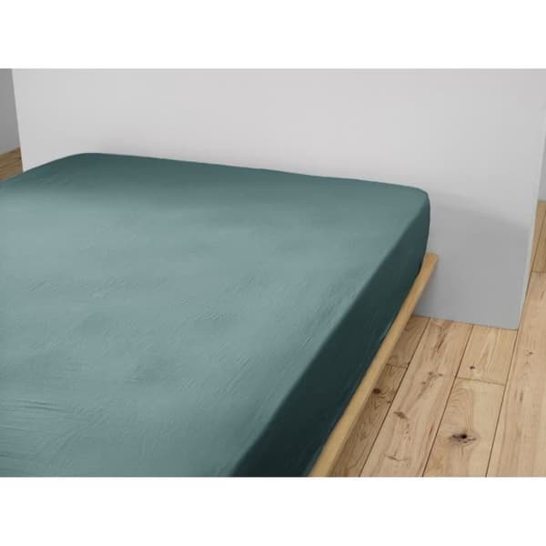 Drap housse Gaze av bomull 90 x 190 cm GAIA färg Canard