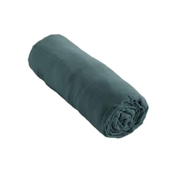 Drap housse Gaze av bomull 90 x 190 cm GAIA färg Canard