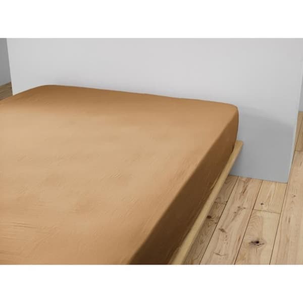 Drap housse Gaze de Coton 90 x 190 cm GAIA färg Camel