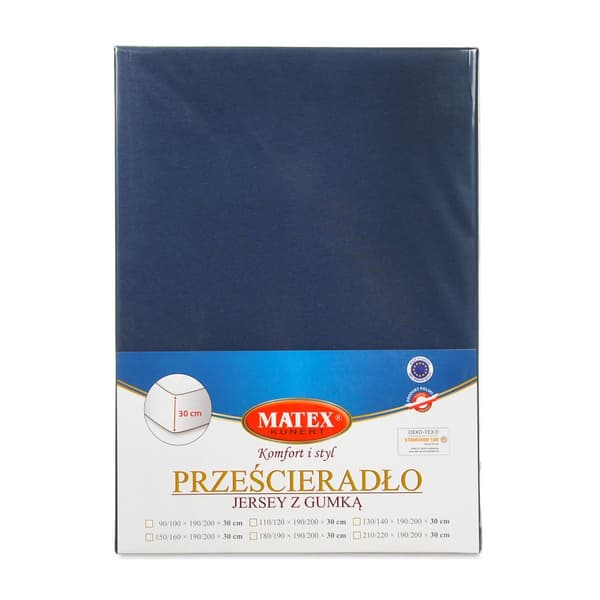 Jerseylakan PREMIUM med resår 90x190, 90x200x30, navy_47, MATEX