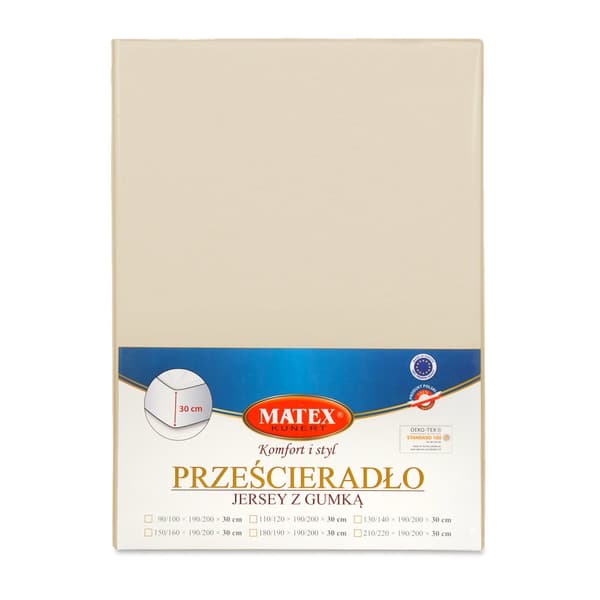 Jerseylagen PREMIUM med elastik 180x190, 180x200x30, ecru_02, MATEX