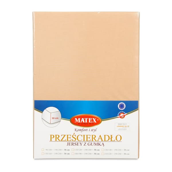 Jersey lakana PREMIUM kuminauhalla 190x210, 200x220x30 tumma beige_16 MATEX