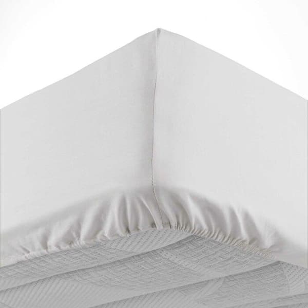 Drap Housse - LINA - 160x200 cm - Vit - 57 Trådar - Naturlig Bomull