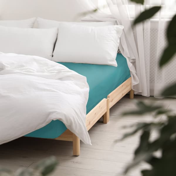 Fittingslakan bomull satin 200x220 Darymex mörk turkos