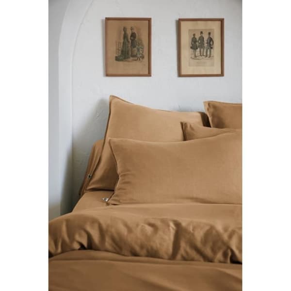 Drap housse "Lysandre" alla dimensioner "Lyocel" Papillon-effekt - Lysandre Camel - 160 x 200 cm med ett djup på 30 cm - Lysandre Camel