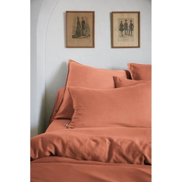 Drap housse "Lysandre" alla dimensioner "Lyocel" Efekt Papillon - Lysandre Terracotta - 160 x 200 cm bonn 30 cm - Lysandre T