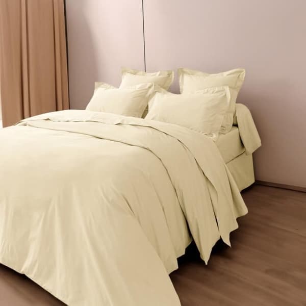 Parure av percale av kammad bomull "Julian" 4 delar för säng 180 x 200 cm "King Size" Rent bomull - Julian Ivoire