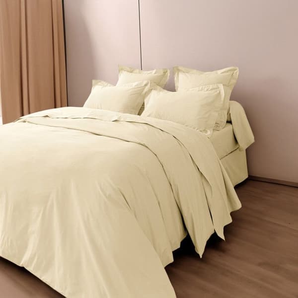 Parure av percale av kammad bomull "Julian" 4 delar för säng 180 x 200 cm "King Size" Rent bomull - Julian Ivoire
