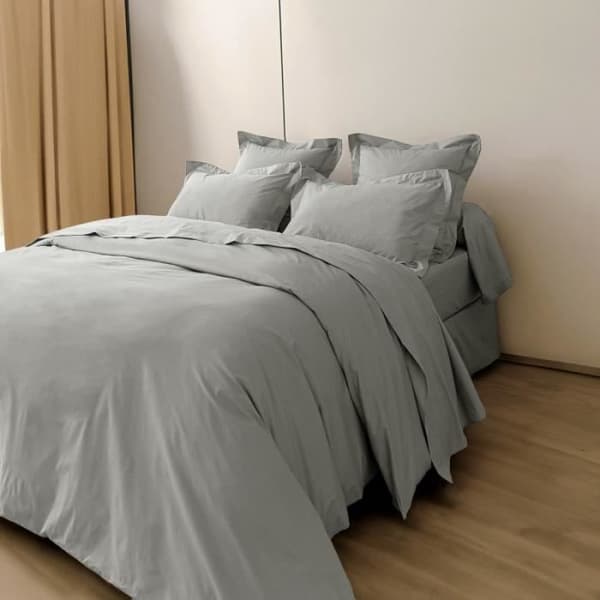 Parure av percale av kammad bomull "Julian" 4 delar för säng 180 x 200 cm "King Size" 100% Bomull - Julian Perle
