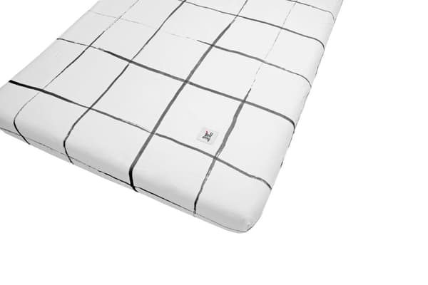 Sengelagen 70x140 cm - 100% bomuld, Øko-Tex-certificeret, med elastik i taljen - Hvid, Oh Hippo