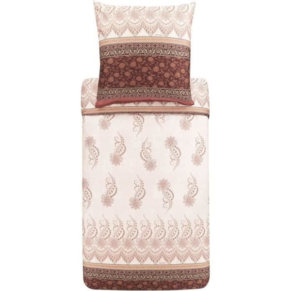 Bassetti Oristano 41 9323446 Sängkläder i Satin av Mako-Bomull Beige 2 delar med Dragkedja Dimensioner 155 x 220 cm,80