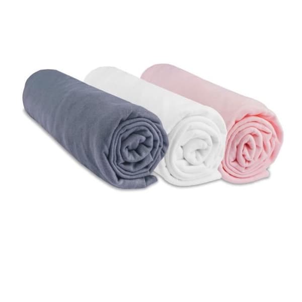 Set med 3 st bomullslakan 70x140 grå vit rosa - EASY DORT - Barn - Rektangulär