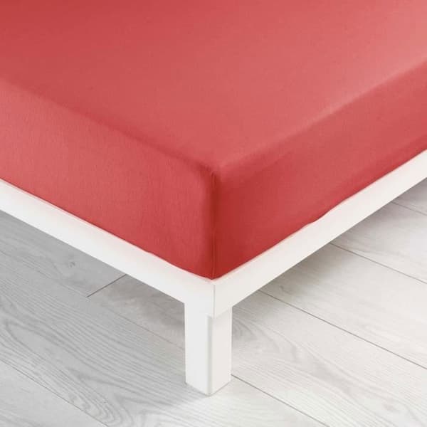 Drap housse - CDaffaires - 160 x 200 cm - Enkelt jerseystoff - Färg: Poppy - 2 personer