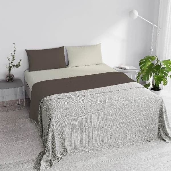 Dubbel Lakan Set - Brun, Kräm - 240 x 300 cm