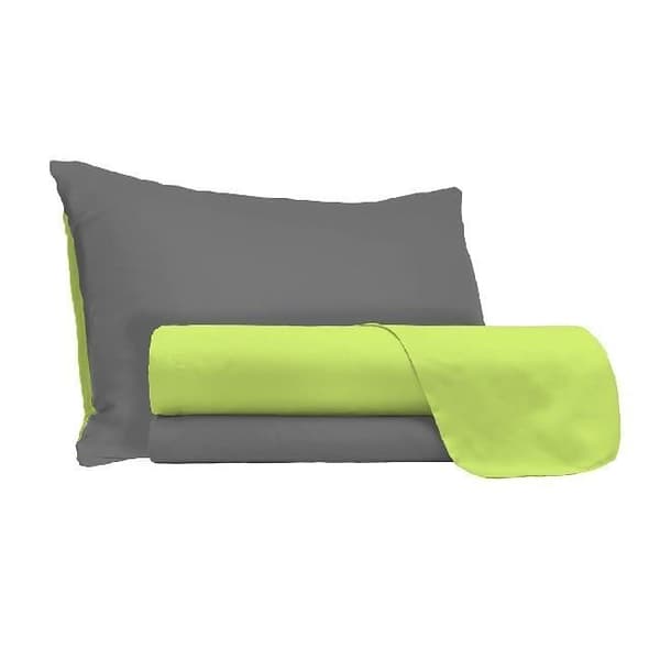 HOMEMANIA Enkellakanset - Hem - För sovrummet Made in Italy - Grön, Grå i 100 % bomull, 180 x 300 cm