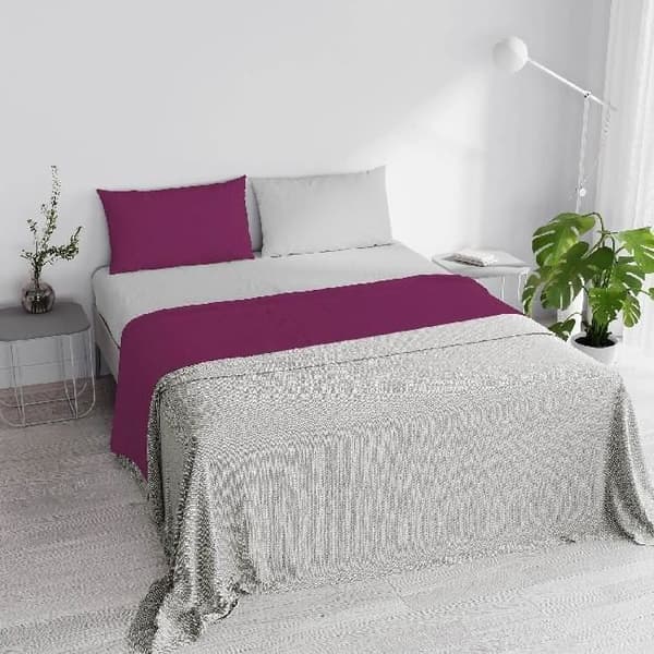 Dubbel 9 ark set - Rosa, grå - 240 x 300 cm