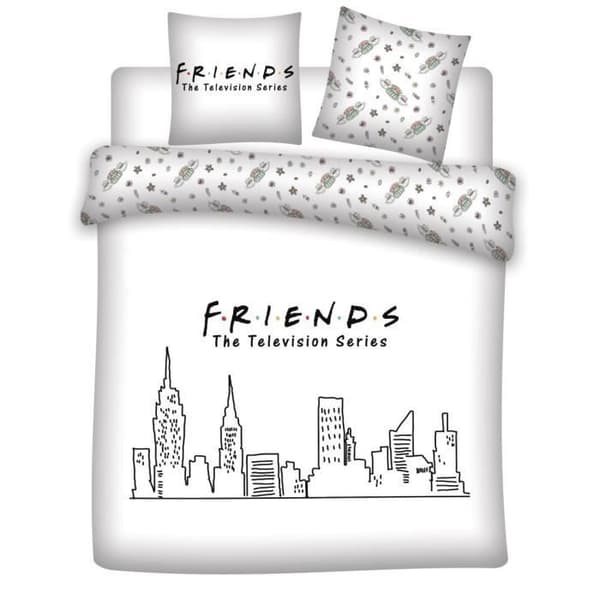 Bäddset - VÄNNER - 240x220 cm - 100% polyester - Tvättbart - Sovrum