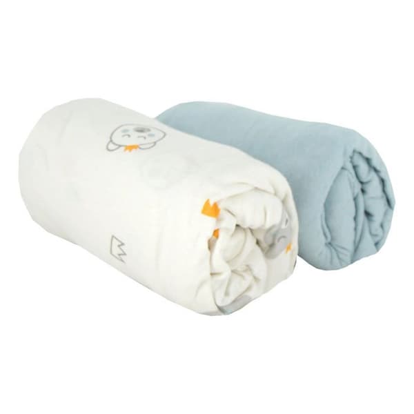 Prydnadslakan 70x140cm Björn - BABYCALIN - Set med 2 - 100% BOMULL - Blå