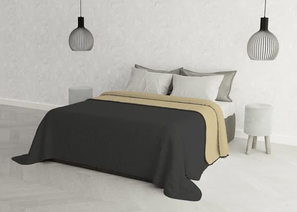 Elegant - TR51Panna/Grigio Scuro-2 Piaz 260x270 - Italienskt Sänglinne Sommaröverkast 260 x 270 cm Hasselnöt/Grå