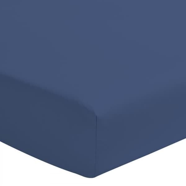 Drap housse - HOME LINGE PASSION - 180x200 cm - 100% bomull - Bonnet 25 cm - Blå