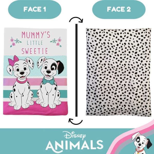 101 Dalmatiner Babybäddset - Disney - Påslakan i bomull - 100 x 135 cm - Rosa
