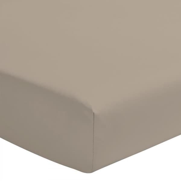 Enkelt påsedd lakan 100 % bomull - Motorhuv 25 cm - Beige - 140x190 cm