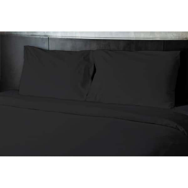 Vanligt platt lakan 2 personer 100% bomull - Svart - 240x300 cm