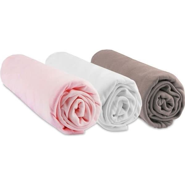 Set med 3 st bambu underlakan 40x80/90 rosa vit taupe - EASY DORT - Påslakan - Baby - Rektangulär