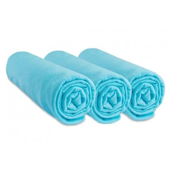Draps hus - EASY DORT - 50x100 cm - Elastisk bomullsjersey - Turkis - Pakke med 3