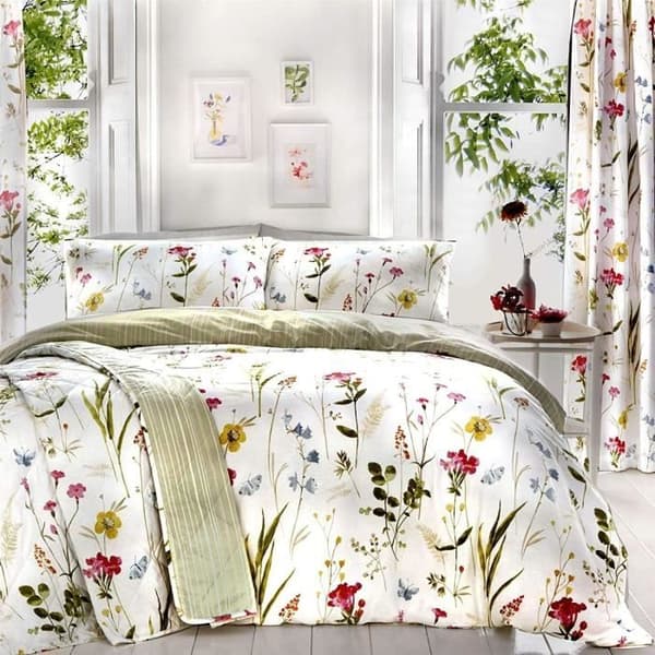 Quiltat överkast - Floral Prairie - 229cm x 195cm - Bomull - Tvättbar - Flerfärgad