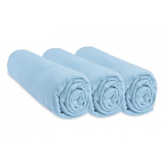 Set med 3 st bomullsjersey-passlakan 40x80 Sky - EASY DORT - Baby - Pojke - Himmelsblå - Rektangulär