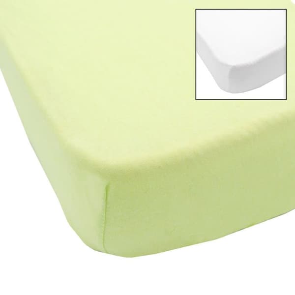BABYCALIN 2 Babyskyddslakan Vit Grön 70 x 140 cm - Jersey - 130gr/m²