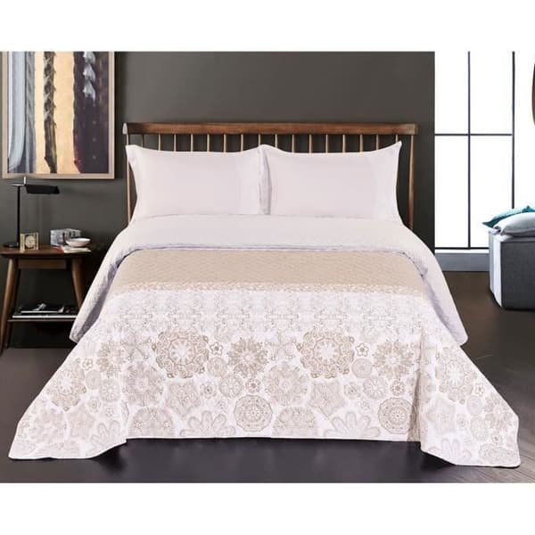Överkast - MYNE - Alhambra - Vändbar - Mikrofiber - 240 x 260 cm - Beige