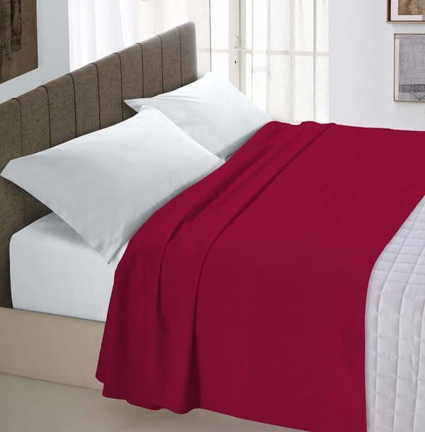 Italienskt sänglinne platt lakan - SP-MX-bordeaux- 1P - Max Color Topplakan i enfärgad, 100 % bomull, Bordeaux, Enkel