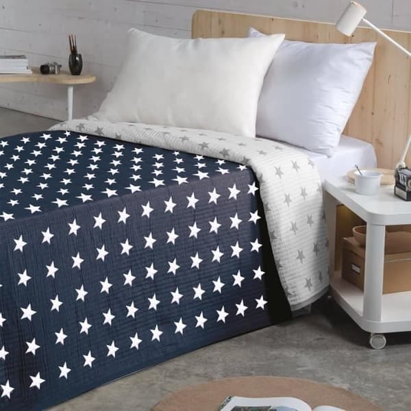 Sängöverkast - Vialman - Sofia 10 - Marinblå - 230 cm x 270 cm - Stjärnmönster
